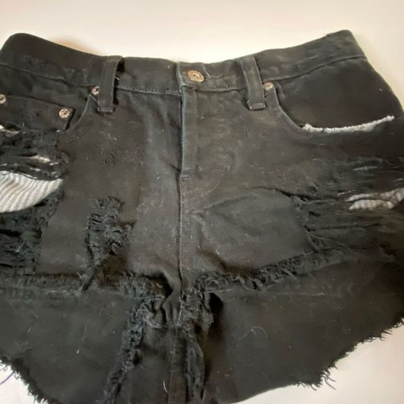 CarMar Destroyed Denim Shorts Black - Picture 6 of 7